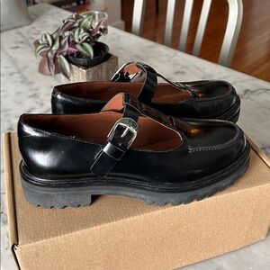 Reformation Sold Out Abalonia Black Leather Chunky Maryjane with Silver Buckle